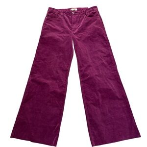 Kut from the Kloth Womens High Rise Meg Pants Cutoff Hem Maroon Corduroy 10 NWT